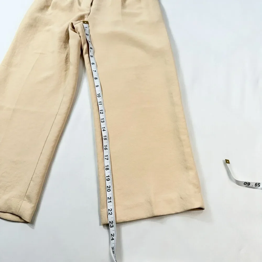 Aritzia Wilfred Effortless Pant Cropped Sz 00 Cream Pleated Minimalist Art 97558 - Picture 3 of 9